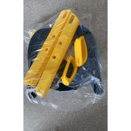 Reductor si Scaunel Inaltator WC, , pentru Copii 1 - 7 Ani, 2 Trepte Reglabile, Pliabil, Colac Moale, cu Spatar si Manere, Inaltime 54/58 cm x 39.5 x 35 cm, din Plastic+PVC, Albastru/Portocaliu [7]