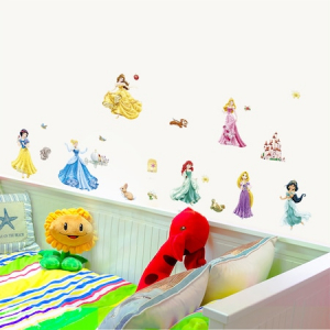 Set Sticker Autocolant 7 Printese Ariel, Rapunzel, Alba ca Zapada, Jasmine, Cenusareasa, Frumoasa din Pardurea Adormita, Frumoasa si Bestia, Bell [1]