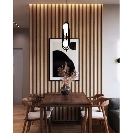 Riflaj MDF decorativ LDA PREMIUM de tip Panou Acoustic, Stejar Natur Saragossa, 260x40 cm [5]