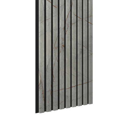 DECORATIUNI - Riflaj MDF decorativ LDA PREMIUM de tip Panou Acustic, Marmura cu insertii aurii, 260x40 cm