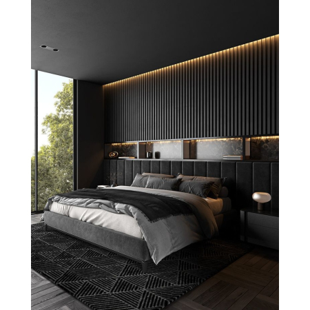 Riflaj MDF decorativ LDA PREMIUM de tip Panou Acustic, Negru, 260x40 cm [5]