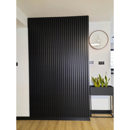 Riflaj MDF decorativ LDA PREMIUM de tip Panou Acustic, Negru, 260x40 cm [2]