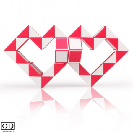 Rigla Rubik, Jucarie Antistres care Dezvolta Inteligenta, 120cm, PVC Premium, Rosu, Original Deals [1]