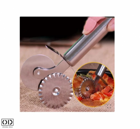 Rola cu 2 Cutite pentru Taiat Pizza, din Otel Inoxidabil Premium, Compatibil Masina de Spalat Vase [0]