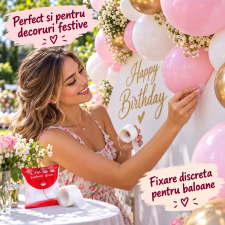 Aplicare discreta a bulinei adezive pe balon