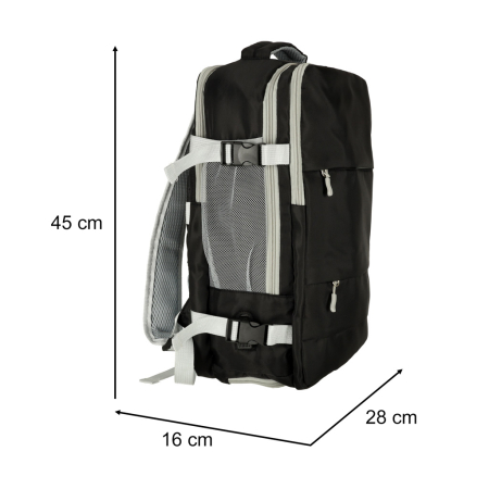Rucsac de calatorie, 45x28x16 cm, negru – impermeabil, compatibil pentru companii aeriene low cost [4]