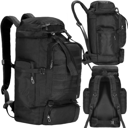 Rucsac drumetie de capacitate mare, 60L, compartimentat, hamuri reglabile, negru [1]