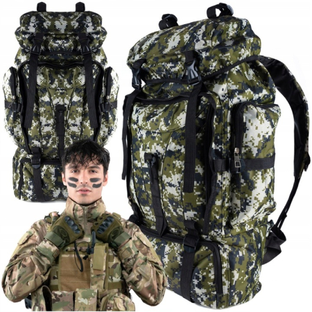 Rucsac militar pentru drumetie, 6 compartimente, 70litri, 65x18x35cm, verde [4]
