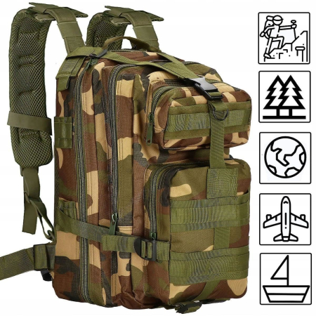 Rucsac militar pentru drumetie, impermeabil, ultra usor, 4 compartimente, culoare camo [5]