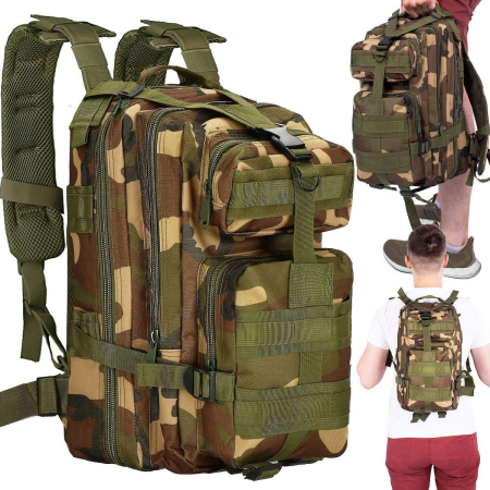 Rucsac militar pentru drumetie, impermeabil, ultra usor, 4 compartimente, culoare camo [9]