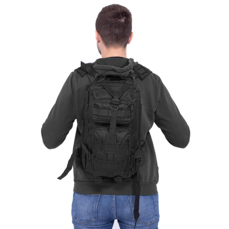Rucsac militar pentru drumetie, impermeabil, ultra usor, 4 compartimente, culoare negru [4]