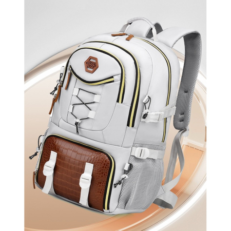 Rucsac Multifunctional pentru Calatorie, , pentru Alpinism, Voiaj, Drumetii, din Panza Oxford, 34x16x52 cm, Alb [2]