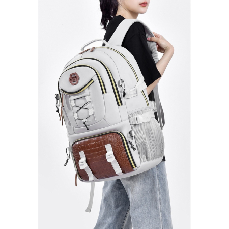 Rucsac Multifunctional pentru Calatorie, , pentru Alpinism, Voiaj, Drumetii, din Panza Oxford, 34x16x52 cm, Alb [4]