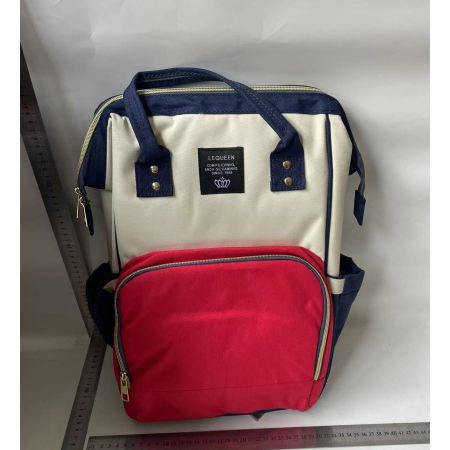 Rucsac Multifunctional pentru Mamici, , din Panza Oxford, Compartimentare Multipla, Impermeabil, 43 x 18 x 26 cm, Alb/Rosu/Albastru [1]