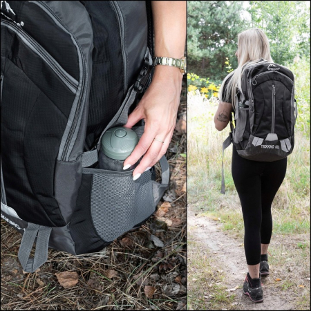 Rucsac tactic militar pentru drumetie, cu husa de ploaie, 60 litri, 25 kg, 60x43x22 cm, gri negru [3]