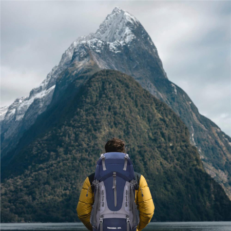 Rucsac tactic militar pentru drumetie, cu husa de ploaie, 60 litri, 25 kg, 70x40x24 cm, gri albastru [2]