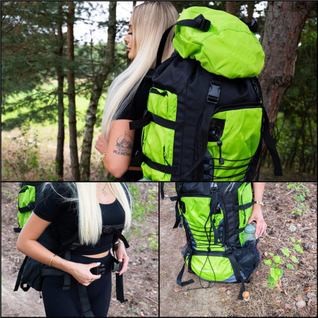 Rucsac tactic militar pentru drumetie, cu husa de ploaie, 90 litri, 25 kg, 85x38x26 cm, verde negru [18]