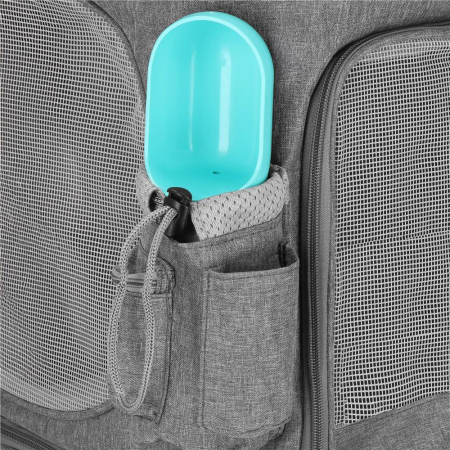 Rucsac transport animale talie mica-medie, maxim 12 kg, buzunare laterale, 39x28x27 cm, gri [8]