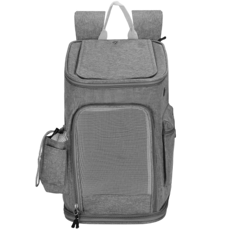 Rucsac transport animale talie mica-medie, maxim 12 kg, buzunare laterale, 39x28x27 cm, gri [12]