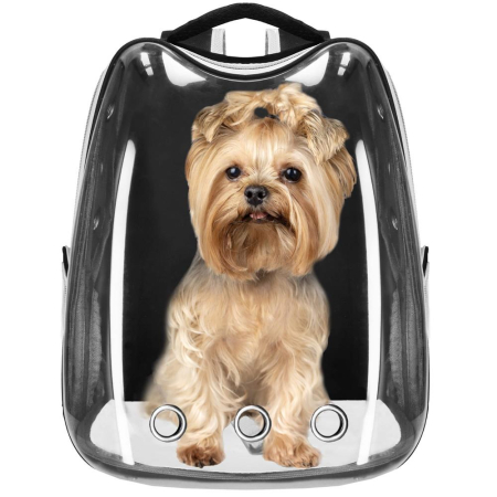 Rucsac transport animale talie mica-medie, maxim 12 kg, hublou panoramic transparent, buzunare laterale, negru [5]