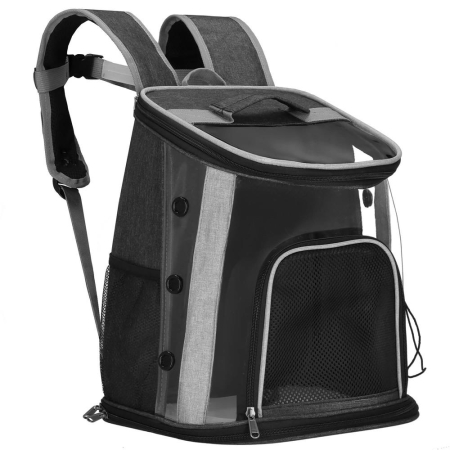 Rucsac transport animale talie mica-medie, maxim 15 kg, buzunare laterale, 38x34x26 cm, negru [3]