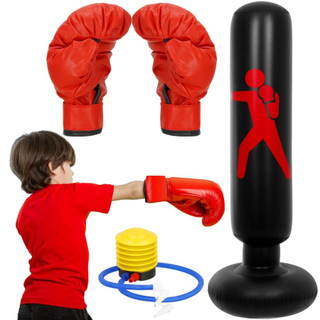 Sac de box gonflabil pentru copii, Inaltime 160 cm, PVC, Negru [23]