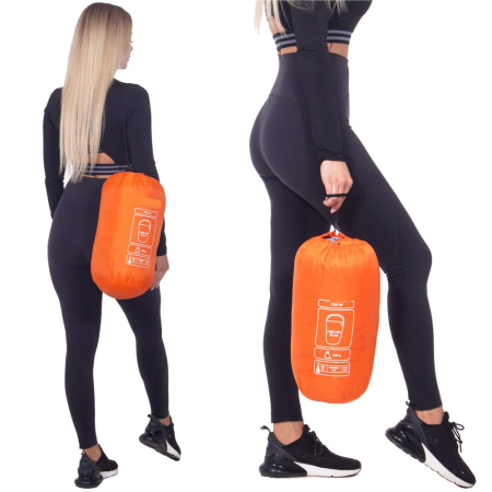 Sac de dormit tip mumie, cu geanta de transport, 175x73cm, 8-20grade, portocaliu [9]