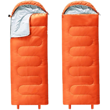 Sac de dormit tip mumie, cu geanta de transport, 175x73cm, 8-20grade, portocaliu [10]