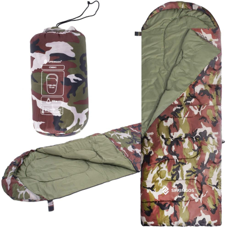 Sac de dormit tip mumie, cu geanta de transport, 210x73cm, 8-20grade, culoare camuflaj [6]