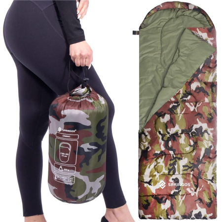 Sac de dormit tip mumie, cu geanta de transport, 210x73cm, 8-20grade, culoare camuflaj [5]