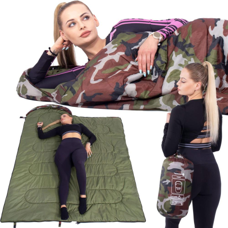 Sac de dormit tip mumie, cu geanta de transport, 210x73cm, 8-20grade, culoare camuflaj [4]