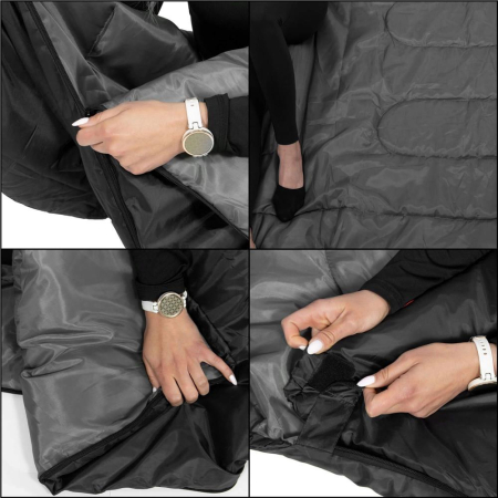 Sac de dormit tip mumie, cu geanta de transport, 210x73cm, 8-20grade, culoare negru [23]