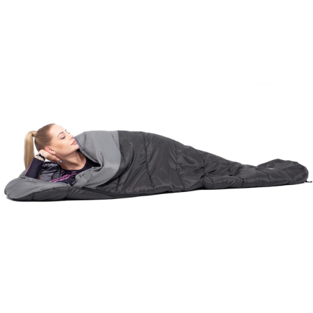 Sac de dormit tip mumie, cu geanta de transport, 210x80cm, 0-10grade, culoare negru gri [6]