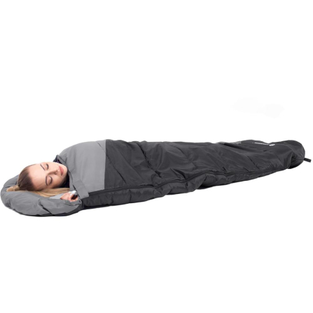 Sac de dormit tip mumie, cu geanta de transport, 210x80cm, 0-10grade, culoare negru gri [5]