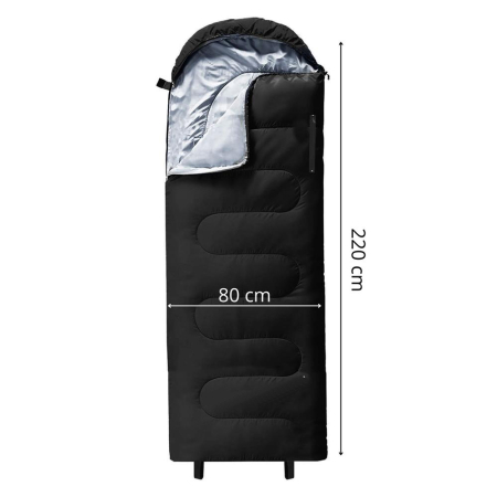 Sac de dormit tip mumie, cu geanta de transport, 220x80cm, 0-15grade, negru [14]