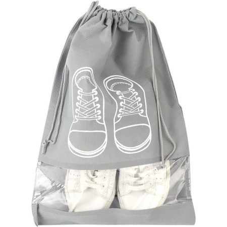 Sac depozitare incaltaminte, pentru voiaj sau depozitare, rezistent la praf, compatibil cu masina de spalat, 27 x 36 cm, gri deschis [8]