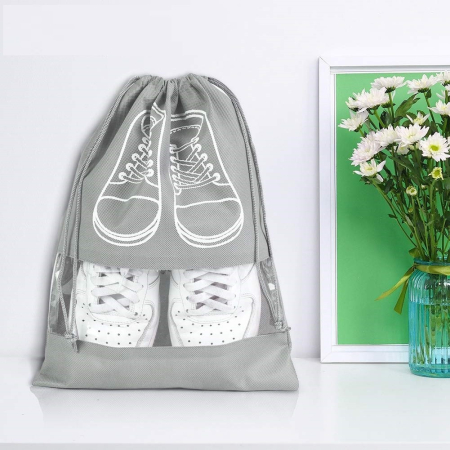 ✨TOATE PRODUSELE✨ - Sac depozitare incaltaminte, pentru voiaj sau depozitare, rezistent la praf, compatibil cu masina de spalat, 27 x 36 cm, gri deschis