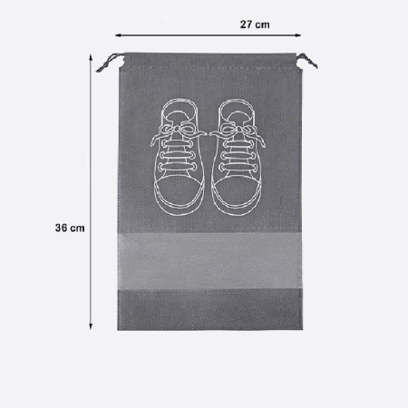 Sac depozitare incaltaminte, pentru voiaj sau depozitare, rezistent la praf, compatibil cu masina de spalat, 27 x 36 cm, gri deschis [2]