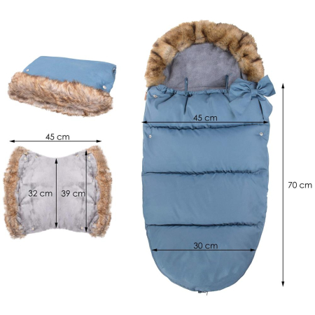 Sac iarna de bebelusi pentru carucior, marime universala, 90x45cm, albastru [2]