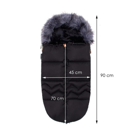 Sac iarna de bebelusi pentru carucior, marime universala, cu gluga, 90x45cm, negru [1]