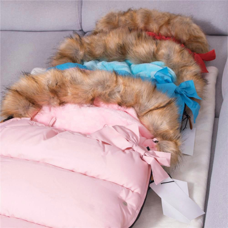 Sac iarna de bebelusi pentru carucior, marime universala, cu gluga, 90x45cm, roz [4]