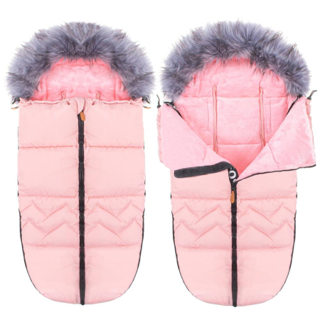 Sac iarna de bebelusi pentru carucior, marime universala, cu gluga, 90x45cm, roz pal [10]
