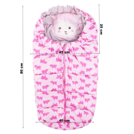 Sac iarna pentru carucior model universal, 80x45cm, roz [4]