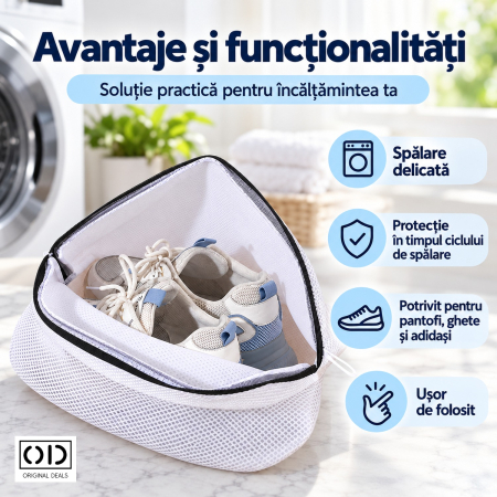 Sac pentru Spalarea Incaltamintei ORIGINAL DEALS, Poliester Alb cu Fermoar, 42 x 24 x 24 cm, pentru Pantofi Sport [5]
