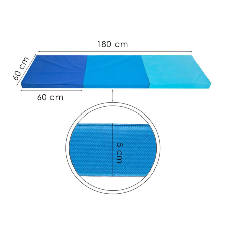 Saltea fitness groasa pentru antrenamente gimnastica, pliabila, 180x60x5,5cm, albastru [10]