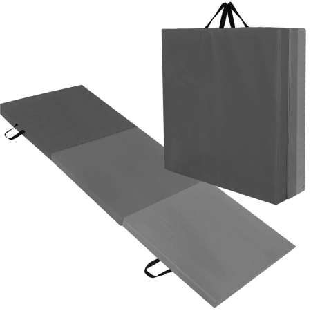Saltea fitness groasa pentru antrenamente gimnastica, pliabila, 180x60x5,5cm, gri [18]