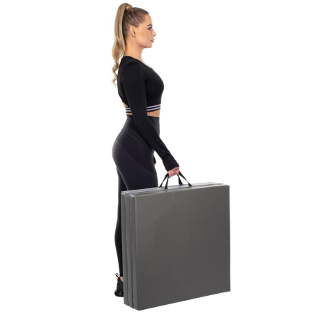 Saltea fitness groasa pentru antrenamente gimnastica, pliabila, 180x60x5,5cm, gri [6]