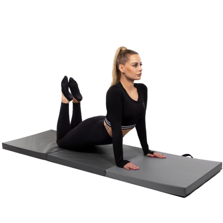 Saltea fitness groasa pentru antrenamente gimnastica, pliabila, 180x60x5,5cm, gri [15]