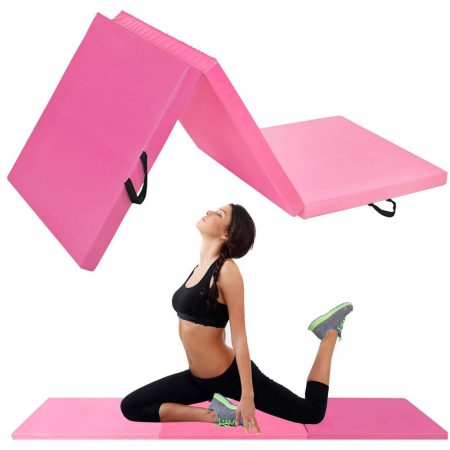Saltea fitness groasa pentru antrenamente gimnastica, pliabila, 180x60x5,5cm, roz [10]