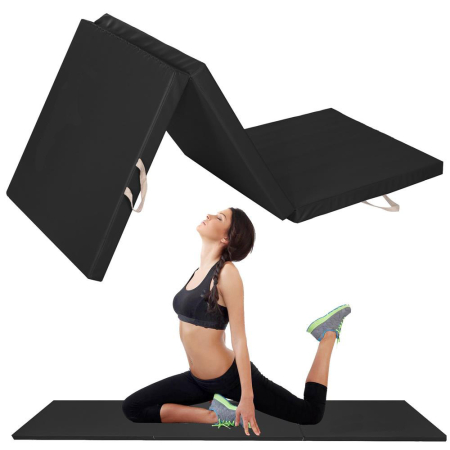 Saltea fitness groasa pentru antrenamente gimnastica, pliabila, PVC, 180x60x5cm, negru [13]